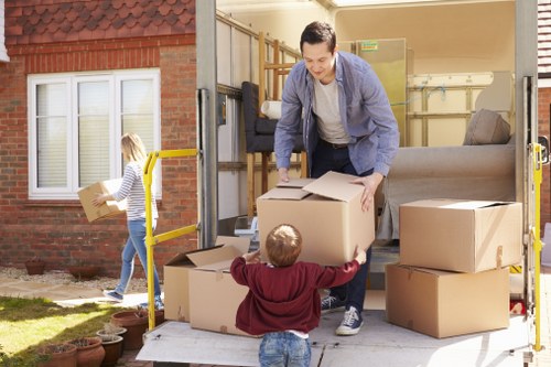 Removal van and packed boxes for Enfieldwash moving services